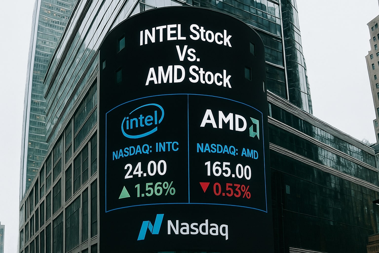 Intel vs AMD Stock Analysis: NASDAQ:INTC Struggles at $24.33 While NASDAQ:AMD Rises at $165.87 on AI Growth